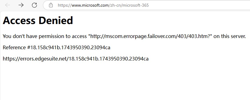 访问微软的网站出现“Access Denied – You don’t have permission to access”